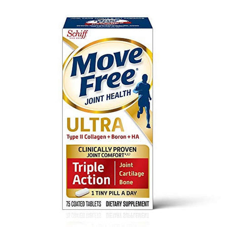 Move Free Type II Collagen, Boron & HA Ultra Triple Action Tablets, Move Free (75 Count in a Bottle) 1 Ea ( Pack of 2)