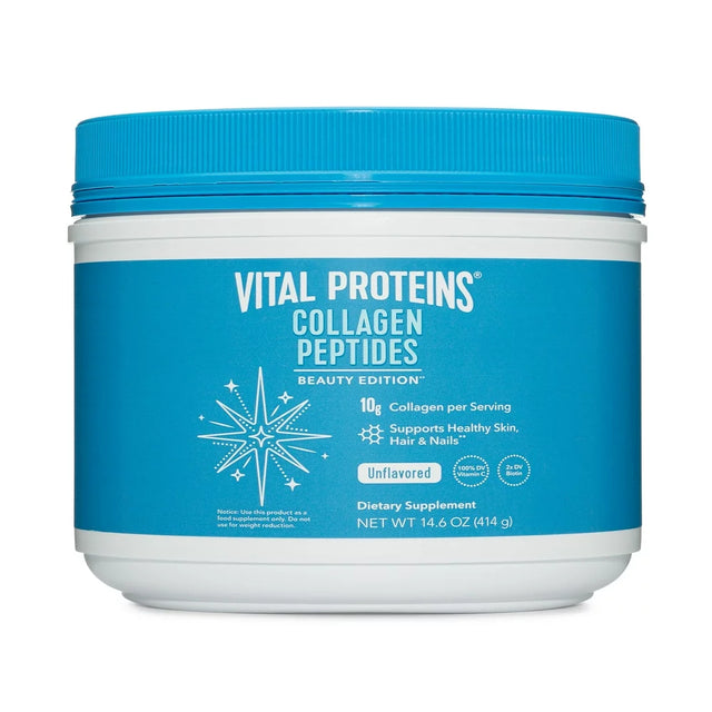 Vital Proteins Collagen Peptides + Beauty Supplement Powder, Unflavored, 14.6 Oz