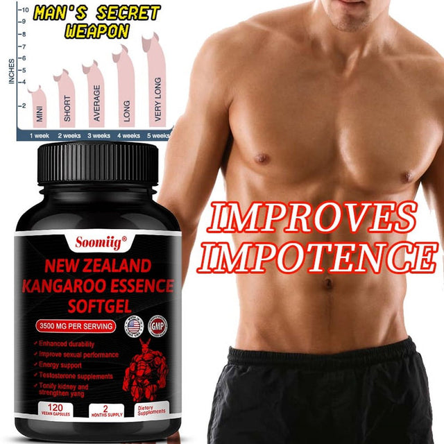 Soomiig New Zealand Kangaroo Essence Softgels 3500 Mg per Serving - Supports Energy and Endurance, Increases Blood Flow Male Enhancement