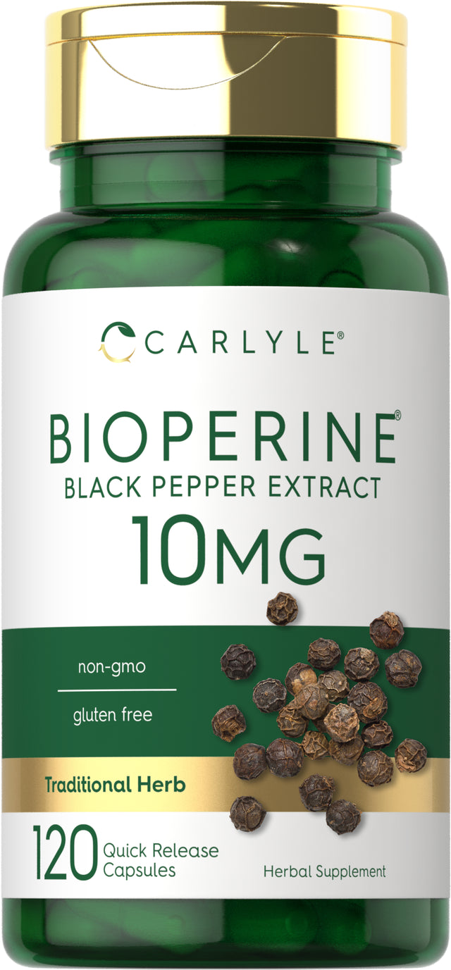 Bioperine 10Mg 120 Capsules | Sourced from Black Pepper Extract | by Carlyle