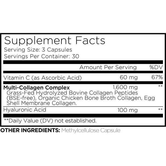 Amen Collagen Peptides Capsules, Hyaluronic Acid, Vitamin C, 90 Ct