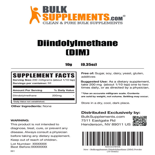 Bulksupplements.Com Diindolylmethane (DIM) Powder - Menopause Supplements for Women - Estrogen Blocker - DIM Supplement (10 Grams - 0.35 Oz)