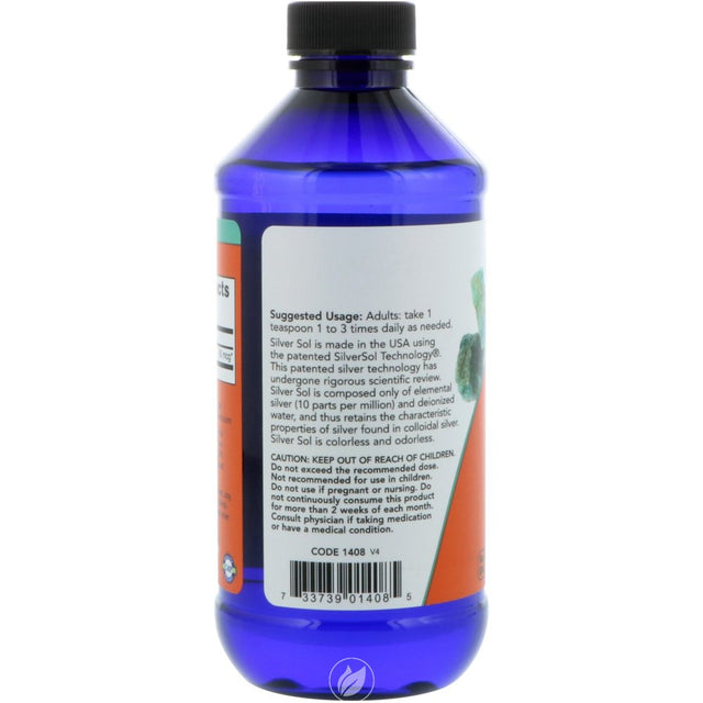 NOW Supplements Silver Sol 10 Ppm Liquid 8 Fl. Oz.