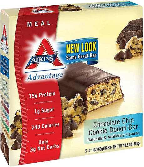 Atkins Advantage Bar Chocolate Chip Cookie Dough -- 5 Bars