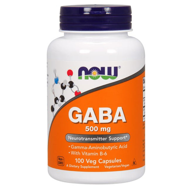 NOW Supplements, GABA (Gamma-Aminobutyric Acid) 500 Mg + B-6, 100 Veg Capsules