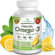 Best Triple Strength Omega 3 Fish Oil Pills 2400Mg , 120 Capsules , Burpless High Potency Lemon Flavor , 864Mg EPA 576Mg DHA Ultra Pure Liquid Softgels , Brain Joints Eyes Hair Heart Health Supplement 120 Count (Pack of 1)