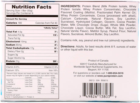 Pure Protein Chocolate Ca Size 6Ct Pure Protein Chocolate Bar 1.76Z