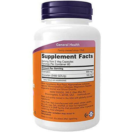 NOW Supplements Quercetin with Bromelain Balanced Immune System, Pineapple, 120 Veg Capsules