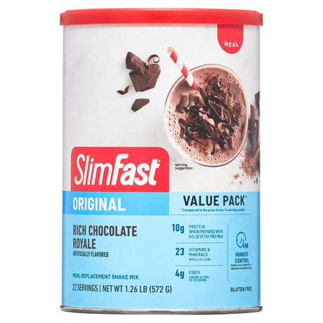 Slimfast Original Meal Replacement Shake Mix, Rich Chocolate Royale, 20.18 Oz, 22 Servings