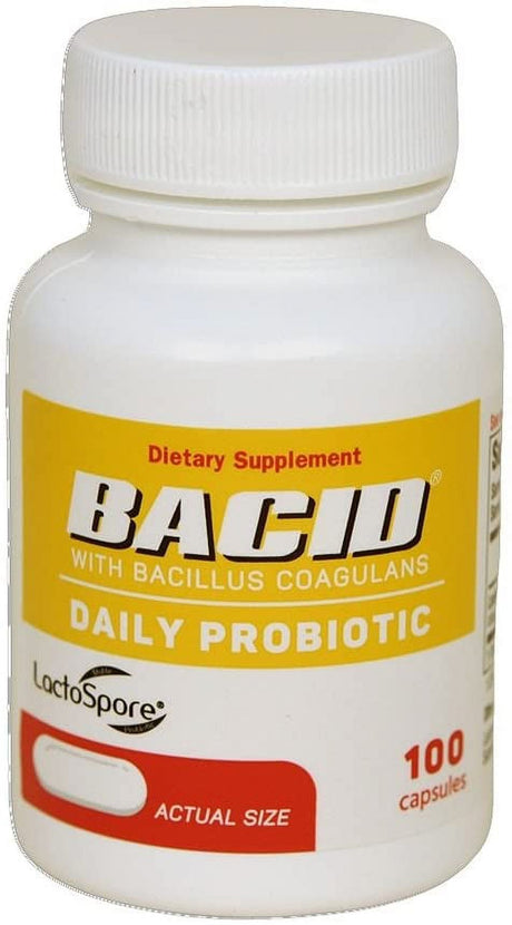 Bacid Capsules White Bacillus Coagulans Daily Probiotic 100.0 Ea