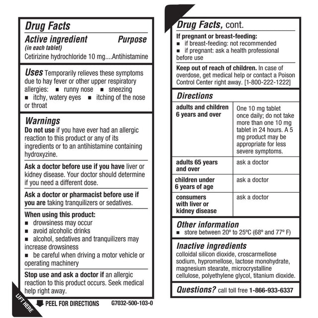 Welmate Antihistamine Allergy Relief - Cetirizine Hydrochloride 10Mg - 24 Hour Relief - 500 Tablets