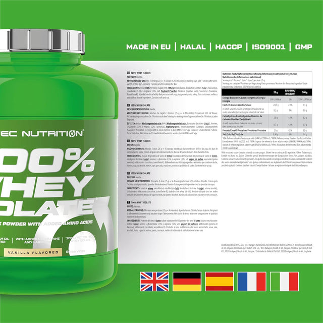 100% Whey Isolate Protein 2000G Vanilla Scitec Nutrition 80 Servings 2Kg = 4,41Lb by Scitec Nutrition