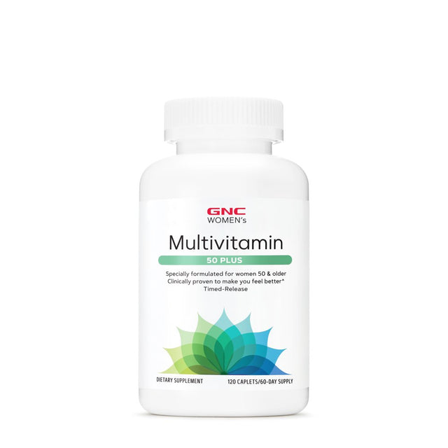 GNC Women'S Multivitamin 50 plus |Supports Bone, Eye, Memory, Brain and Skin Health with Vitamin D, Calcium and B12 | Helps Increase Energy Production | 120 Caplets