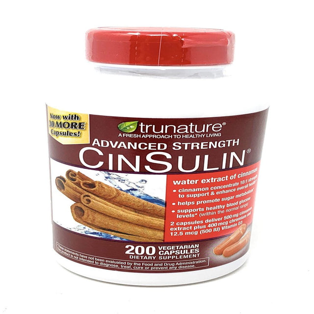 Trunature Advanced Strength Cinsulin 500Mg., 200 Vegetarian Capsules