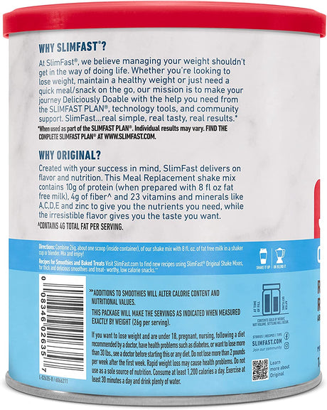 Slimfast Meal Replacement Powder, Original Rich Chocolate Royale, Weight Loss Shake Mix, 10G of Protein, 14 Servings (Packaging May Vary)