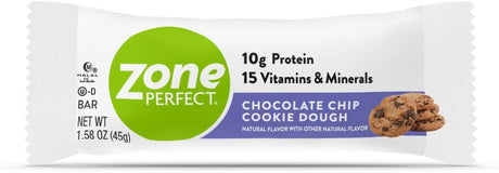 Zoneperfect Protein Bars, Chocolate Chip Cookie Dough, 10G of Protein, Nutrition Bars with Vitamins & Minerals, Great Taste Guaranteed, 30 Bars