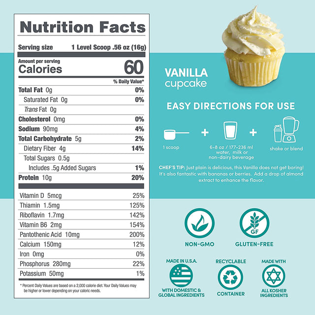 Designer Wellness, Designer Lite, Low Calorie Natural Protein, Prebiotic Fiber, Key Vitamins & Minerals, Vanilla Cupcake, 9.03 Ounces