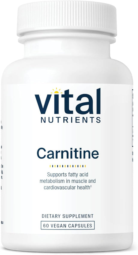 Vital Nutrients - Carnitine - Cardiovascular and Fat Metabolism Support - L-Carnitine Supplement - Heart Health Support - Supports Fatty Acid Transport - 60 Vegetarian Capsules per Bottle - 500 Mg