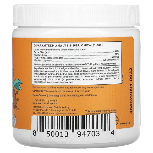 Wonder Paws Probiotics for Dogs – Supports Gut Health, Digestion, Gas, Bloating, Constipation, Stomach Relief & Immune Support - with Natural Probiotic & Prebiotic – 90 Chews Pet Supplement