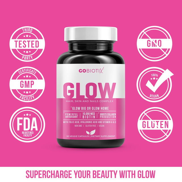 Glow | Hair, Skin & Nails Multivitamin with Hyaluronic Acid | Collagen Boost for Women