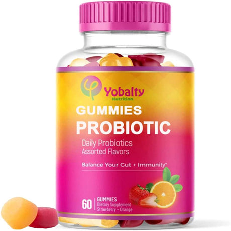 Yobalty Vegan Probiotic Gummies, Promote Vaginal Health, 5B Cfus, Sugar-Free, Digestive Support 60Ct