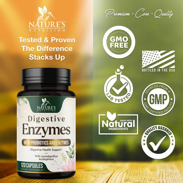 Digestive Enzymes with Probiotics and Bromelain - Extra Strength Digestive Enzyme Health Supplement for Women and Men - Supports Digestion, Gas, Bloating, and Gut Health, Non-Gmo - 120 Capsules