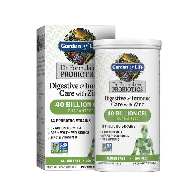 Garden of Life Dr. Formulated Probiotics Digestive & Immune Care with Zinc | 30Ct Capsules