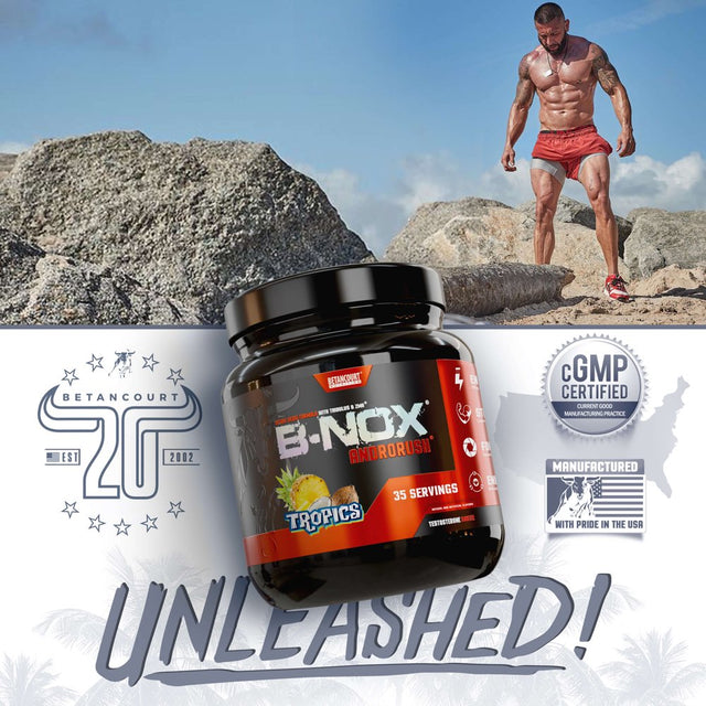 B-Nox Androrush - Tropics, Pre-Workout & Testosterone Enhancer, Powder Supplement, Betancourt (1.4 Lbs/35 Servings)