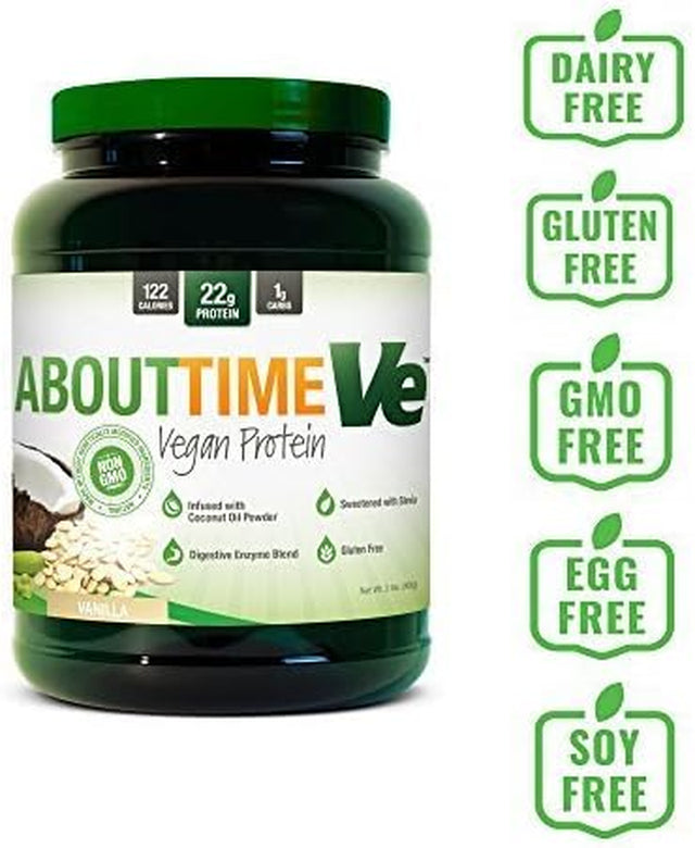 About Time Natural Vegan Protein Chocolate 2Lb - 24G Protein, Non-Gmo, Plant Based, Gluten Free, Soy Free, Dairy Free, 32 Servings