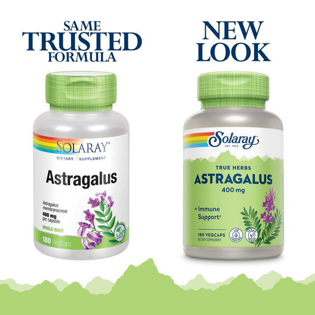 Solaray Astragalus Root 400Mg | Adaptogen Herb | Non-Gmo, Vegan & Lab Verified | 180 Vegcaps