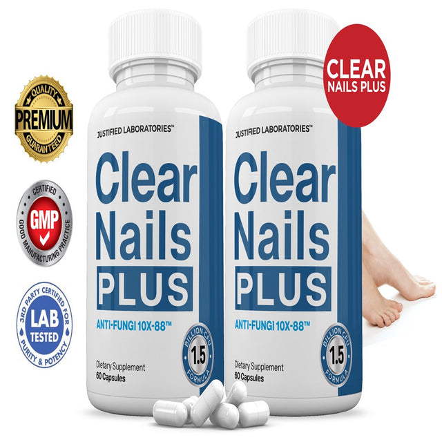 (2 Pack) Clear Nails White 1.5 Billion CFU Probiotic Nail Support 120 Capsules