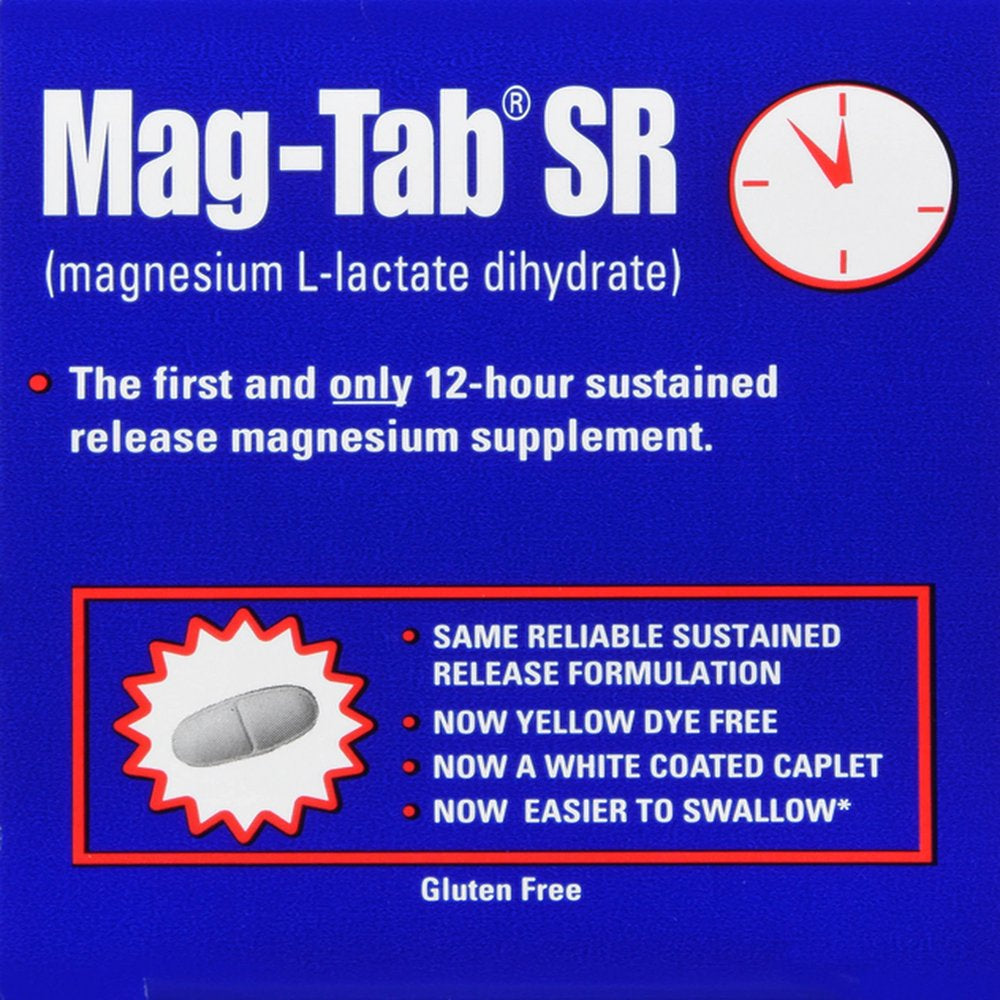 4 Pack Mag Tab SR Magnesium Lactate Dihydrate Supplement 100 Caplets ...