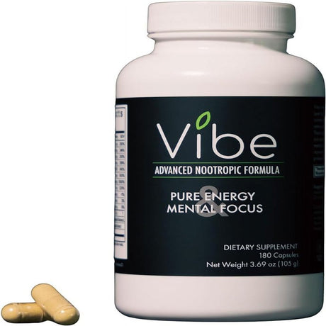 Tranont Vibe Nootropic Supplement- Natural Brain Support Wellness Formula with Nutrient-Packed Ingredients for Focus Factor, and Improve Mental Clarity , Brain Fog Relief (180 Capsules)