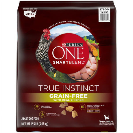 Purina ONE Grain Free, Natural, High Protein Dry Dog Food, Smartblend True Instinct Real Chicken, 12.5 Lb. Bag