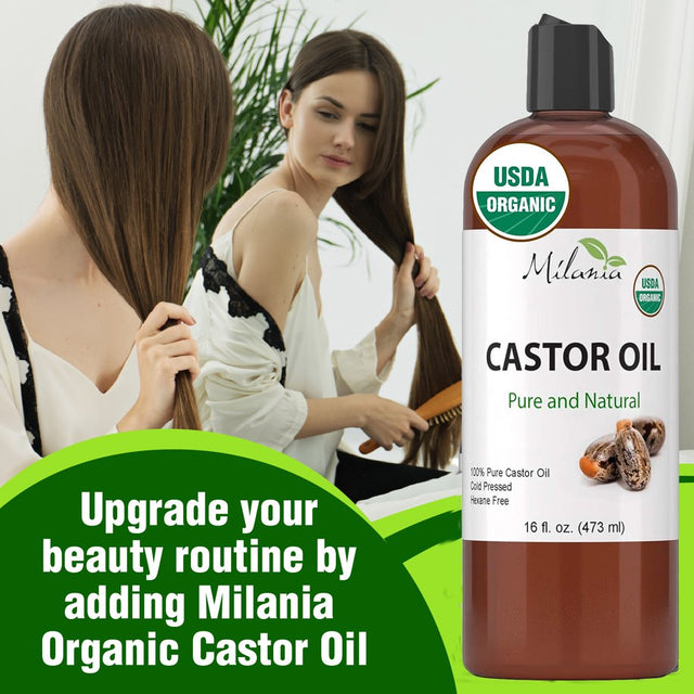 Premium Organic Castor Oil - 100% Pure and Hexane-Free Cold-Pressed Beauty & Skincare Serum - Eyelash & Eyebrow Hair Growth Enhancer - Natural Conditioner, Skin Moisturizer, Laxative for Men