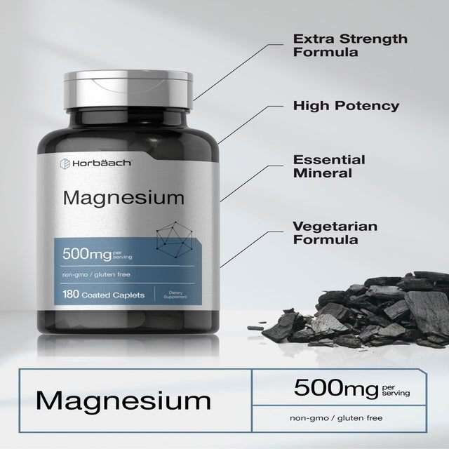 Magnesium Oxide 500Mg | 180 Caplets | Vegetarian Formula | by Horbaach