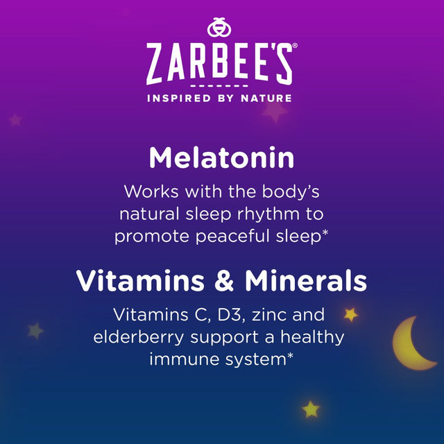 Zarbee'S Kids Sleep + Immune Health Gummies with 1Mg Melatonin, Berry, 30Ct