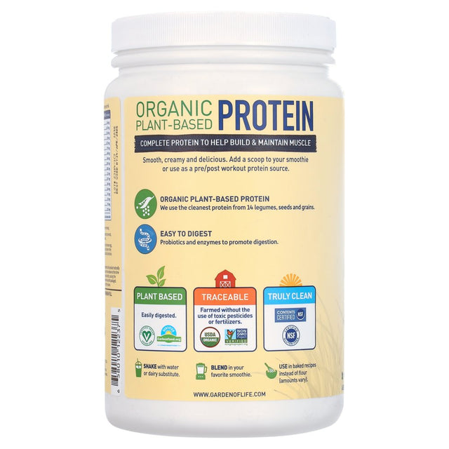 Garden of Life Organic Protein Powder, Vanilla, 20G, 18Oz