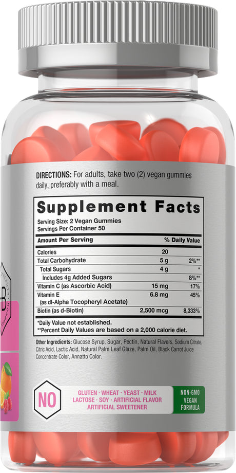 Hair Skin & Nails Vitamins | 100 Gummies | Natural Fruit Flavor | by Horbaach