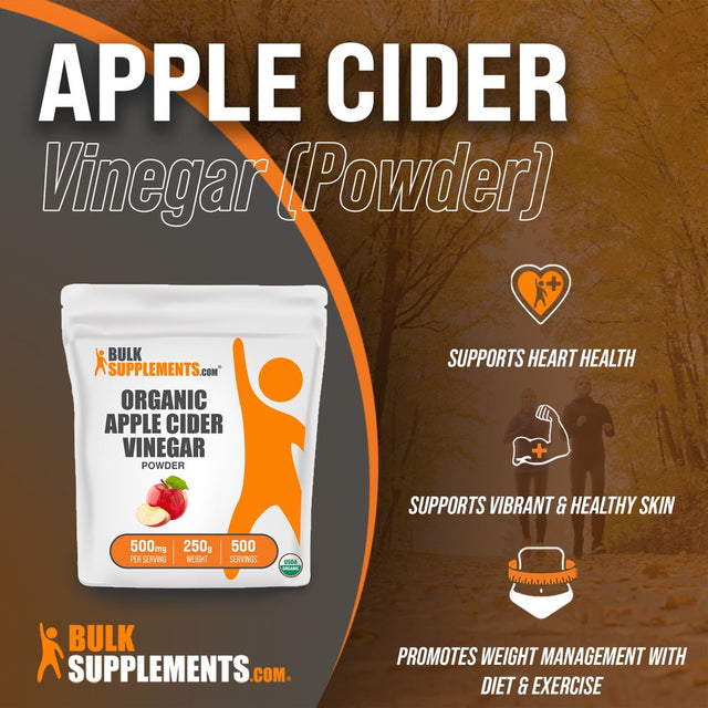 Bulksupplements.Com Organic Apple Cider Vinegar Powder, 500Mg - Heart & Digestive Support (250G - 500 Serv)