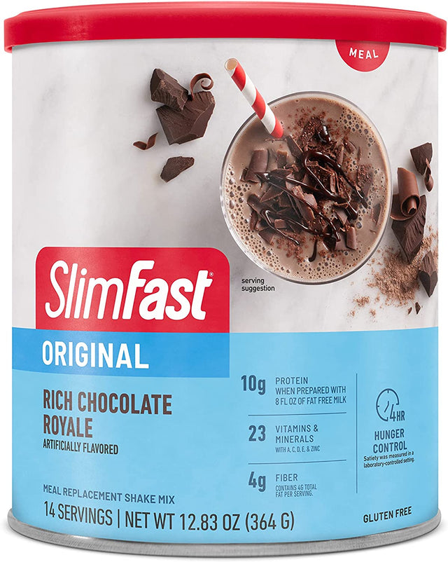 Slimfast Meal Replacement Powder, Original Rich Chocolate Royale, Weight Loss Shake Mix, 10G of Protein, 14 Servings (Packaging May Vary)