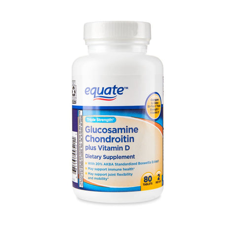 Equate Triple Strength Glucosamine Chondroitin plus Vitamin D Tablets Dietary Supplement, 80 Count