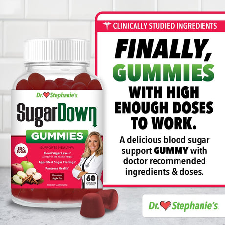 Dr. Stephanie’S Sugardown Gummies - Blood Sugar Gummies with Ceylon Cinnamon - 4 Pack