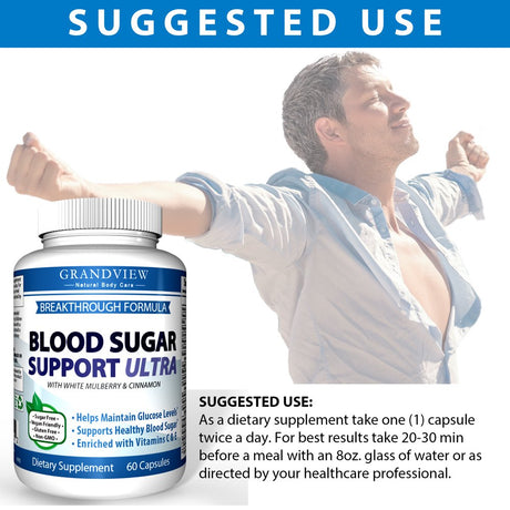 Blood Sugar Support Ultra - Helps Normalize Blood Sugar Levels Cardiovascular Health Promotes Healthy Pancreatic Function Aids in Weight Loss Protects Immune System