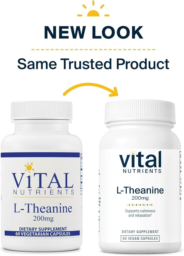 Vital Nutrients L-Theanine 200 Mg | Vegan Supplement | L Theanine Supports Normal Stress Levels and Cognitive Function* | Gluten, Dairy and Soy Free | 60 Capsules