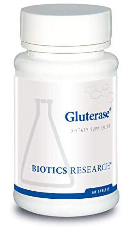 Biotics Research Gluterase Dietary Enzymes for Digesting Gluten, Specialized Enzyme Preparation, Tolerase, Gut-Supportive Nutrients, Okra, Marshmallow, Vitamin U Complex. 60 Tablets.