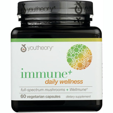 Youtheory Immune+ Daily Wellness with Vitamin C, D3 & Zinc Vegetarian Capsules, 60 Ct