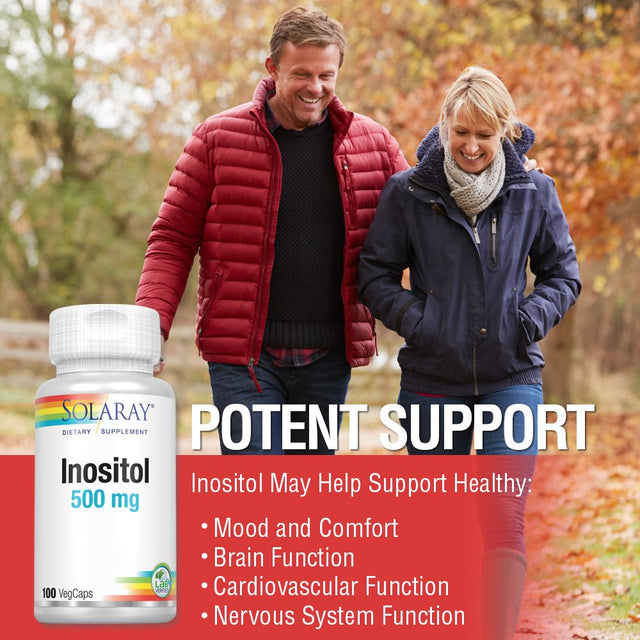 Solaray Inositol 500 Mg Capsules | May Help Support Healthy Brain, Cardiovascular, Nervous System Function and Mood | Non-Gmo, Vegan | 100 Vegcaps