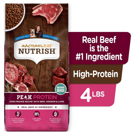 Rachael Ray Nutrish PEAK Protein Open Prairie Recipe with Beef, Venison & Lamb, Dry Dog Food, 4 Lb. Bag