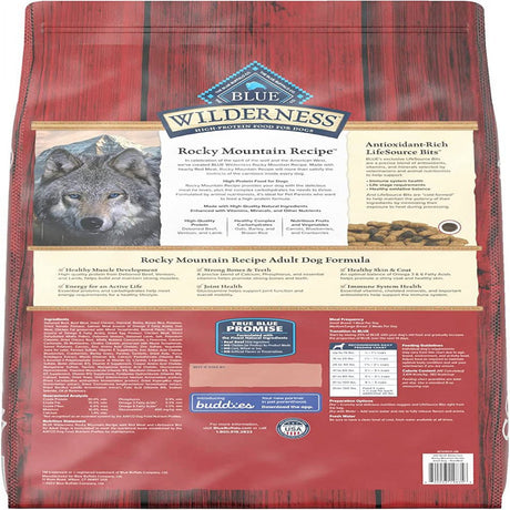 Blue Buffalo Wilderness Rocky Mountain Recipe High Protein Natural Adult Dry Dog Food, Red Meat with Grain 24 Lb Bag